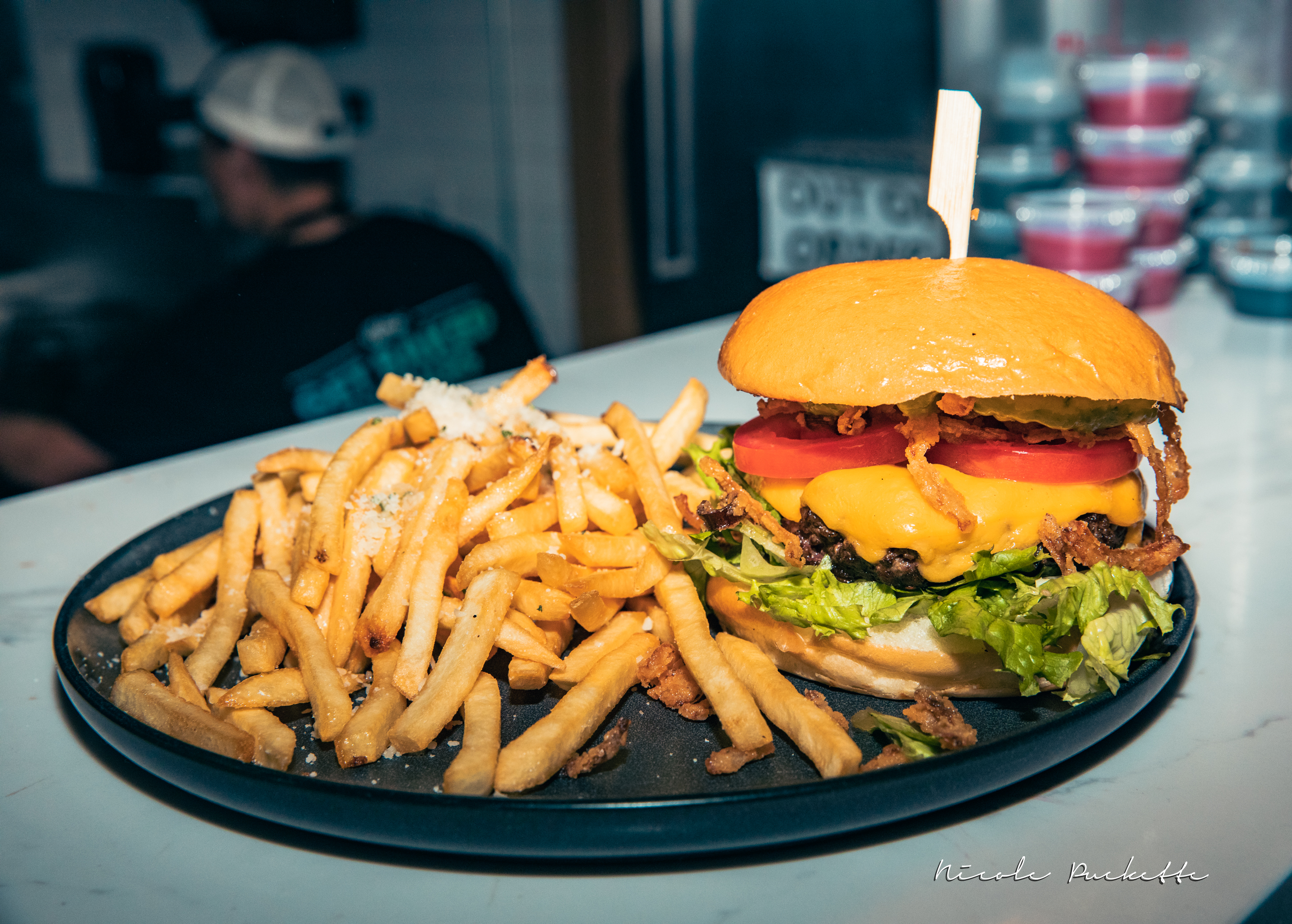 Burger and fries